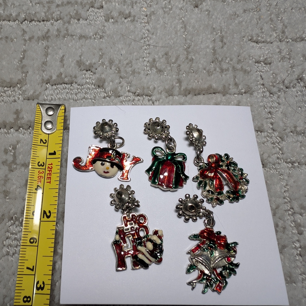 Festive Holiday Charm Set - Red, Green, Silver